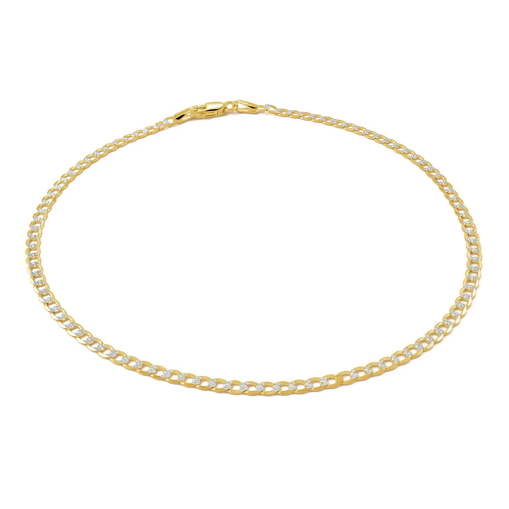 Curb chain anklet 10'' - 10K yellow and white Gold | Doucet Latendresse