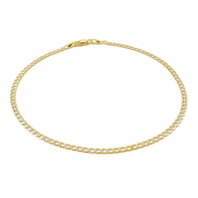 Curb chain anklet 10'' - 10K yellow and white Gold | Doucet Latendresse