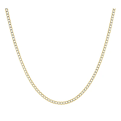 Curb chain for women 18'' - 10K yellow and white Gold. Color: 2 tone | Doucet Latendresse