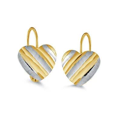 Heart earrings for woman in 2-tone Gold 10K. Color: yellow | Doucet Latendresse