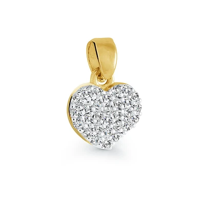 Heart pendant for women with cubic zirconia - 10K yellow Gold. Color: yellow | Doucet Latendresse