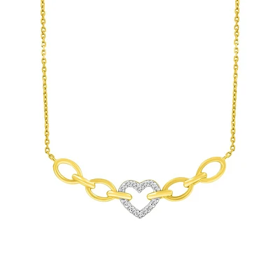 Necklace for women with heart and patterns - 10k yellow gold and 10 pts diamonds. Color: yellow | Doucet Latendresse