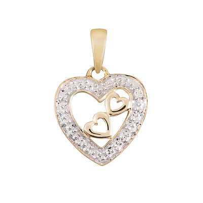 Pendentif en coeur en Or jaune 10K et diamants. Color: rose | Doucet Latendresse