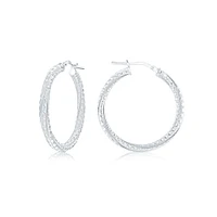 Hoops earrings with patterns for women - Sterling silver