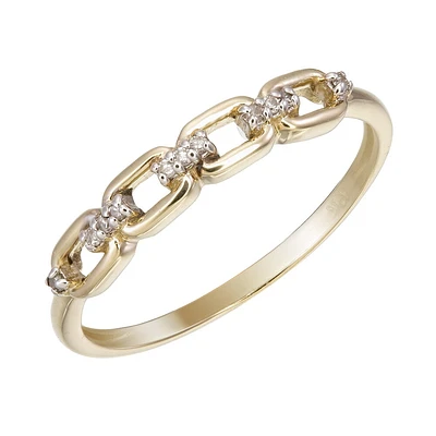 Paperclip ring for women - 10K yellow gold and 3pts diamonds. Color: yellow | Doucet Latendresse
