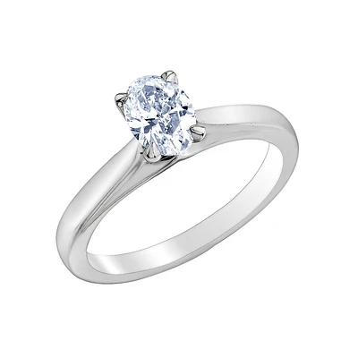 Oval 1 carat Lab Grown Diamond Ring in 14k white gold. Color: white | Doucet Latendresse