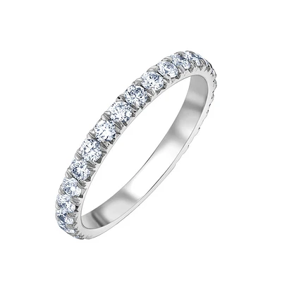 Semi Eternity Carat Lab Grown Diamond Ring in 14k white gold. Color: white | Doucet Latendresse