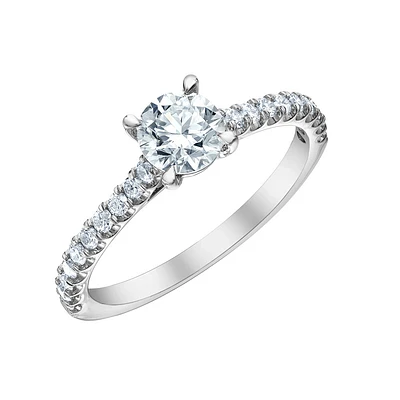 Solitaire 1.30 Carat Lab Grown Diamond Ring in 14k white gold. Color: white | Doucet Latendresse