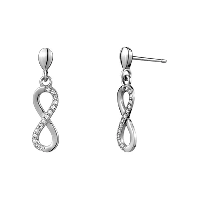 Boucles d'oreilles symbole infini- Argent sterling.925 & Zircons cubiques. Color: blanc | Doucet Latendresse