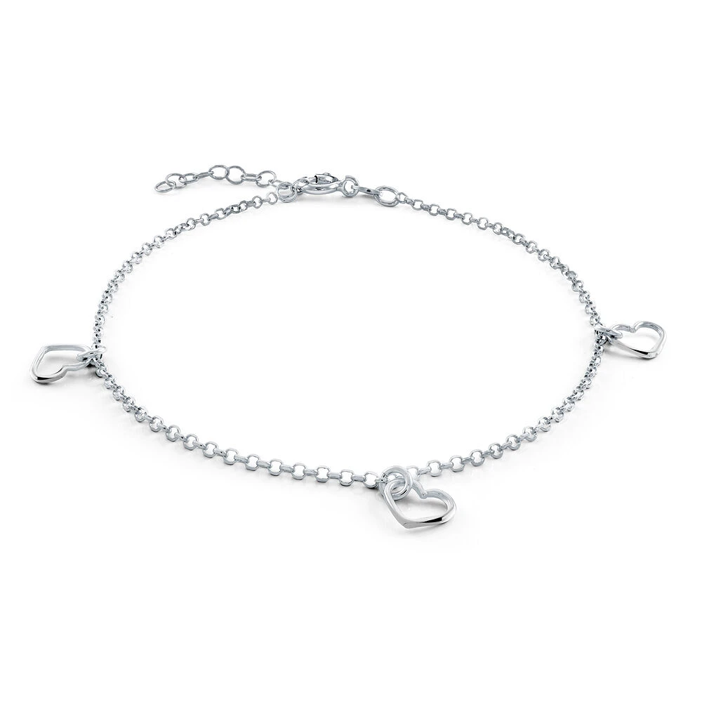 Bracelet en argent sterling .925 avec 3 coeurs. Color: blanc | Doucet Latendresse
