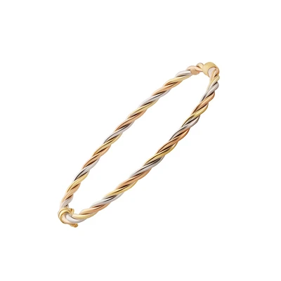 Bracelet rigide 10K en or 3 tons (jaune, blanc, et rose). Color: 3 tons | Doucet Latendresse