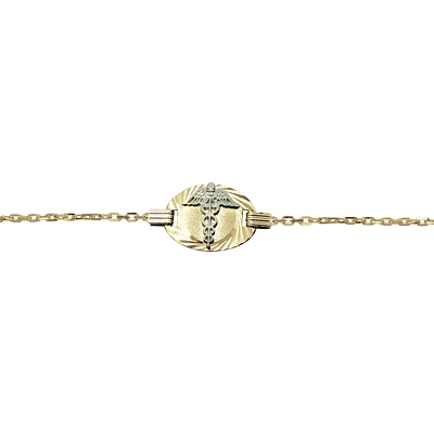 2mm links medical bracelet - 10K 2 tone Gold. Color: 2 tone | Doucet Latendresse