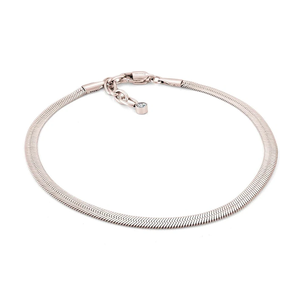 Gold-Tone Stainless Steel Anklet with Cubic Zirconia Charm | Doucet Latendresse