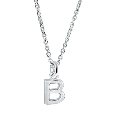 Women's ''B' letter pendant with chain - Sterling silver. Color: silver | Doucet Latendresse
