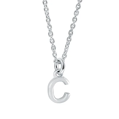 Women's ''C' letter pendant with chain - Sterling silver. Color: silver | Doucet Latendresse