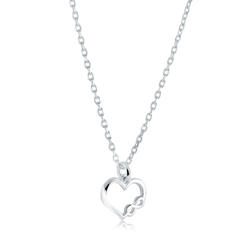 collier en argent 925 avec pendentif de cœur et d'infini 18''. Color: argent | Doucet Latendresse