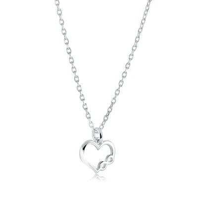 silver necklace 925 with heart and infinity pendant 18''. Color: silver | Doucet Latendresse
