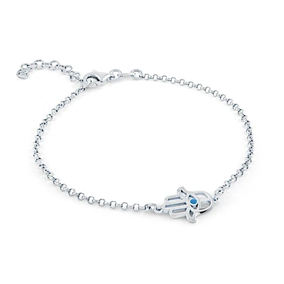 925 silver necklace with hamsa pendant. Color: white | Doucet Latendresse