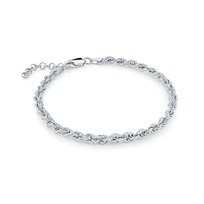 Bracelet torsade 7'' - Sterling silver rhodium. Color: blanc | Doucet Latendresse