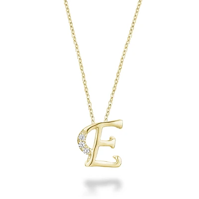E-shape pendant in 10K yellow gold with 3PTS diamonds. Color: yellow | Doucet Latendresse