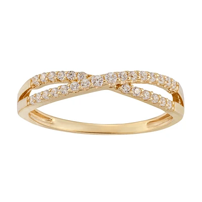 10K crossed pinky ring. Color: yellow | Doucet Latendresse