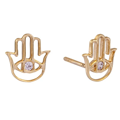 Hamsa earrings in 10k gold. Color: yellow | Doucet Latendresse