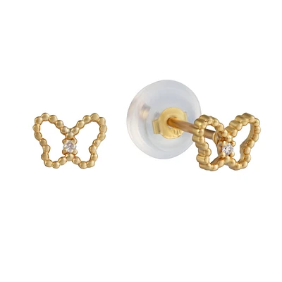 Boucles d'oreilles PAPILLON en or 10k pour enfants. Color: jaune | Doucet Latendresse