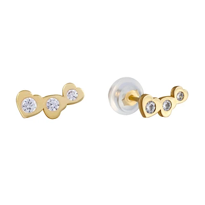 Boucles d'oreilles en or 10k en forme de coeur  pour enfants. Color: jaune | Doucet Latendresse