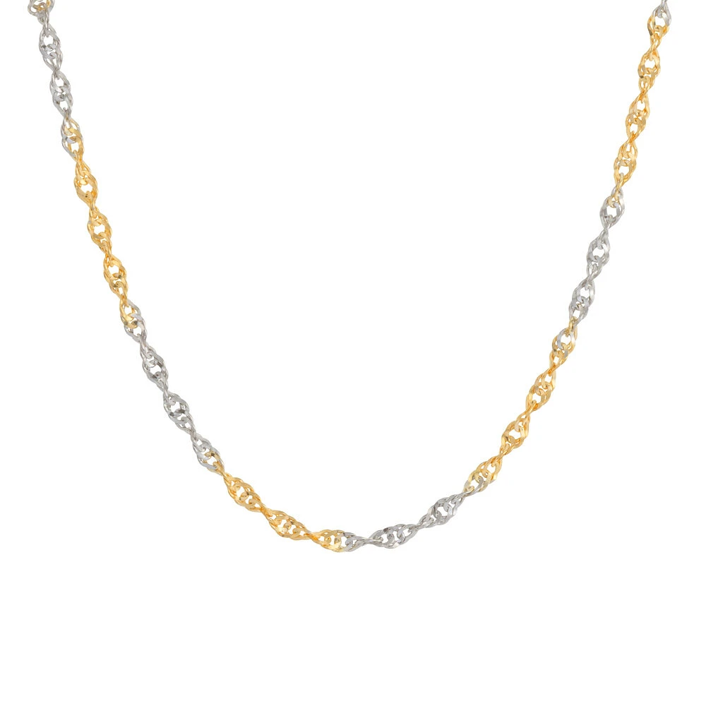 10K Two-Tone Gold Twisted Rope Chain Necklace – 24