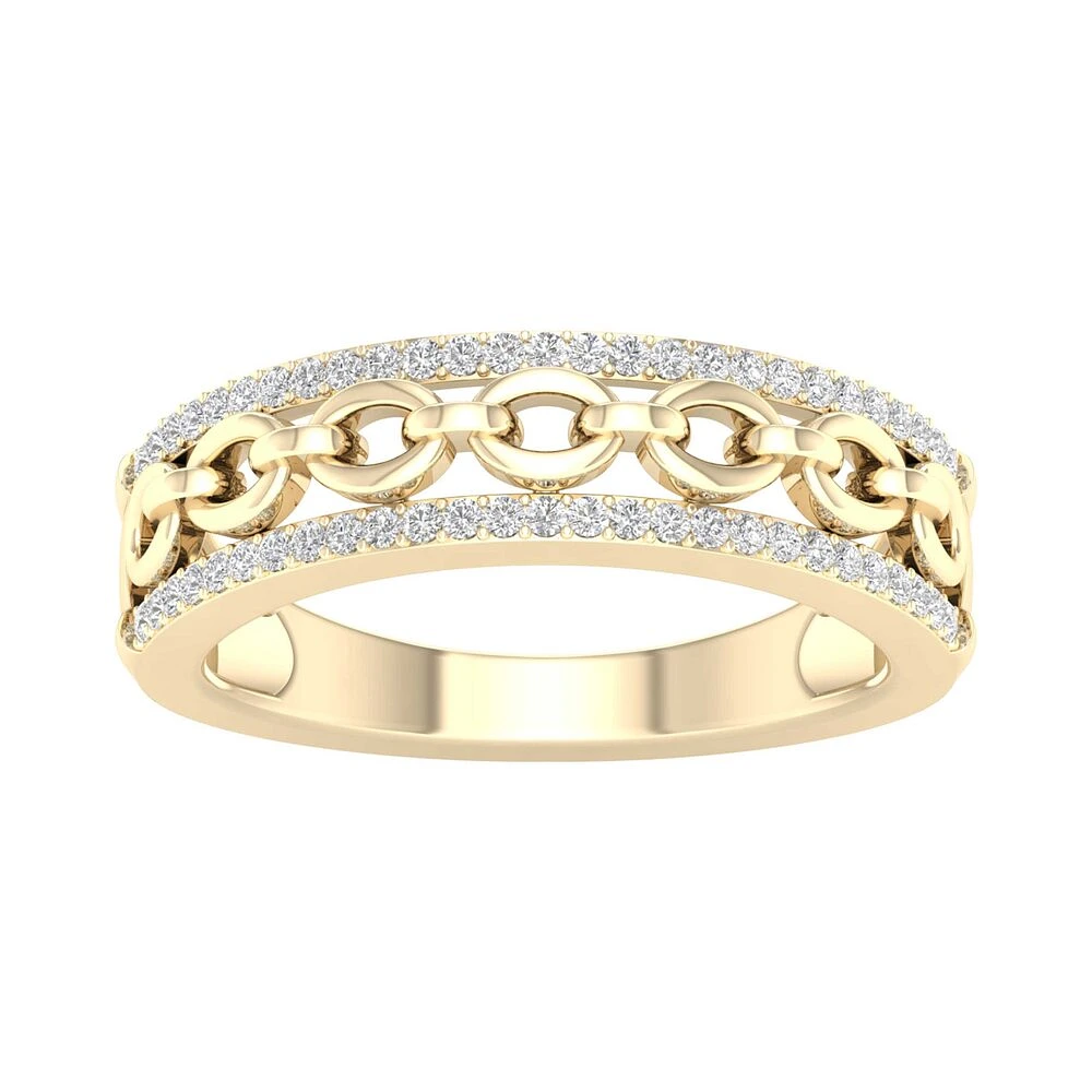 Bague à maillons fixes 10K diamants. Color: jaune | Doucet Latendresse