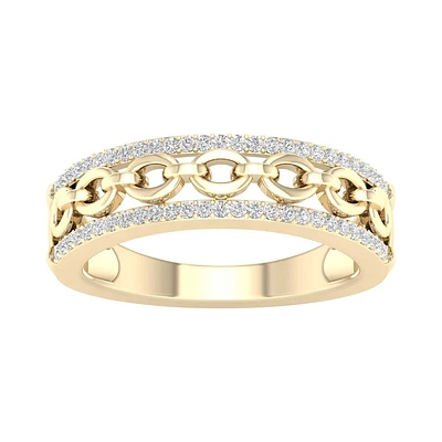 Bague à maillons fixes 10K diamants. Color: jaune | Doucet Latendresse