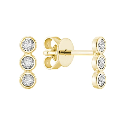 Illusion Earrings - 10k Gold & Diamonds. Color: yellow | Doucet Latendresse