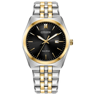 Montre pour hommes avec un bracelet et un boîtier à deux tons argent et or en acier inoxydable | Doucet Latendresse