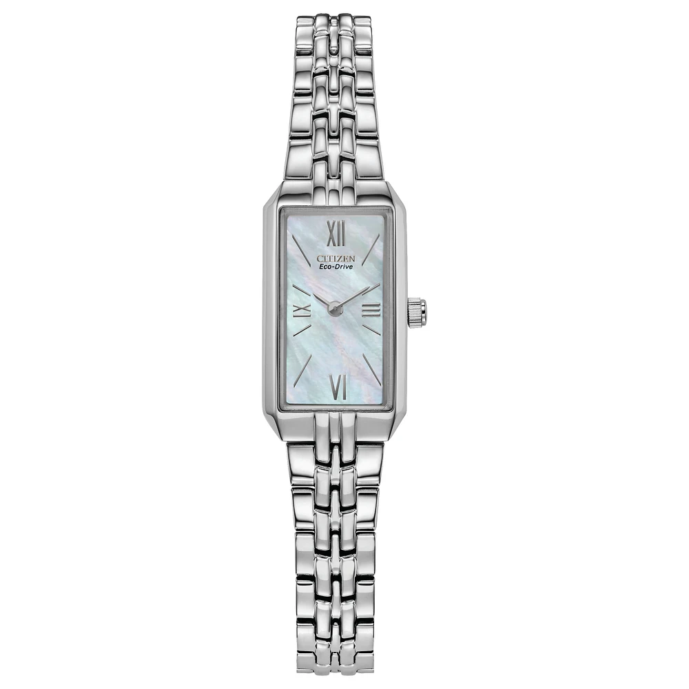 Women's watch rectangular stainless-steel case and bracelet | Doucet Latendresse