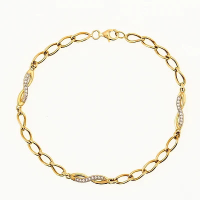 Inifinity Bracelet - 10k Gold & Cubic Zirconia. Color: yellow | Doucet Latendresse