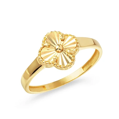 10k striped clover ring. Color: yellow | Doucet Latendresse