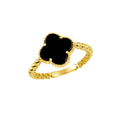 10k Clover Ring. Color: yellow | Doucet Latendresse