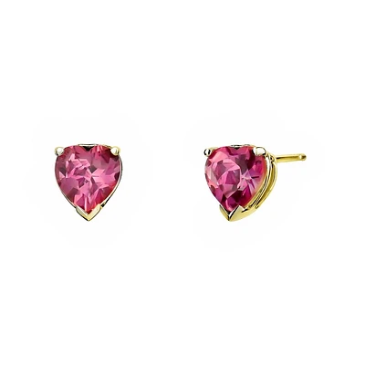 Women's Heart Earrings Rose Topaz Gold-10k. Color: yellow | Doucet Latendresse