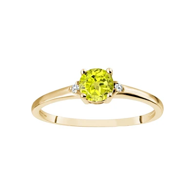 Peridot genuine women's ring  gold-10k diamonds. Color: yellow | Doucet Latendresse
