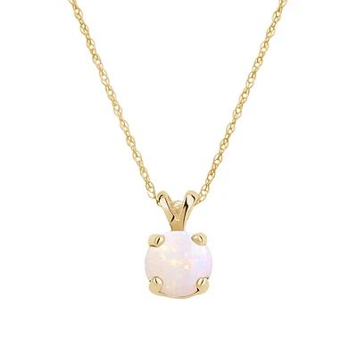 Genuine opal women's pendant with 10k Gold chain. Color: yellow | Doucet Latendresse