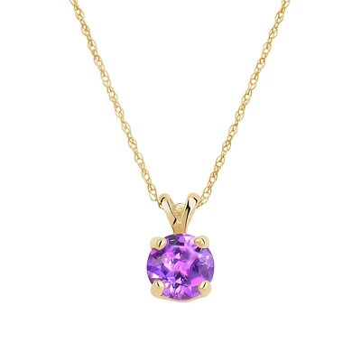 Pendentif femme amethyste veritable avec chaine Or-10k. Color: jaune | Doucet Latendresse