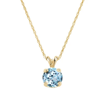 Pendentif femme  l'aigue-marine veritable avec chaine Or-10k. Color: jaune | Doucet Latendresse