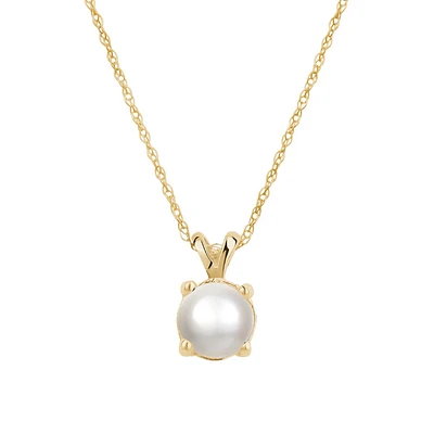Women's real pearl pendant with 10k Gold chain. Color: yellow | Doucet Latendresse