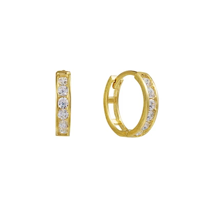 Earrings for women Gold-10k & Zircon - white 13mm. Color: yellow | Doucet Latendresse