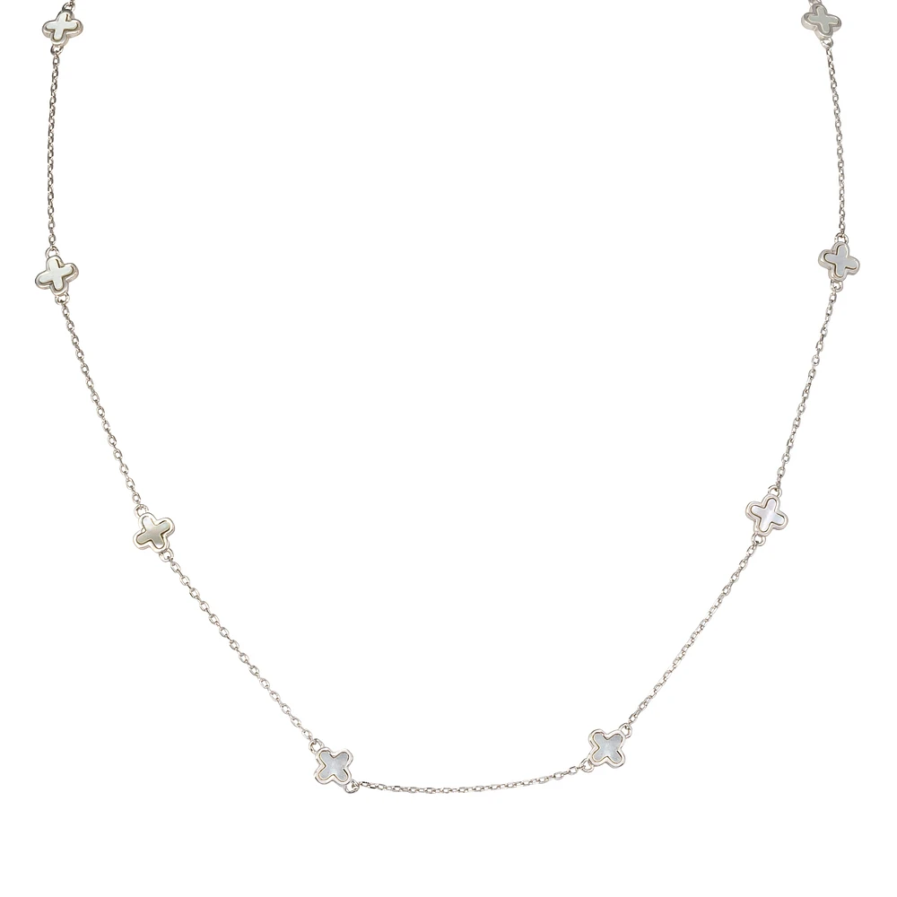 Collier Femme- trèfle nacré  -argent.925-rhodium. Color: argent | Doucet Latendresse