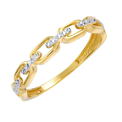 10K textured link ring. Color: 2 tone | Doucet Latendresse