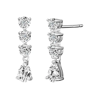 Women's .925 silver pave cz dangling earrings. Color: white | Doucet Latendresse