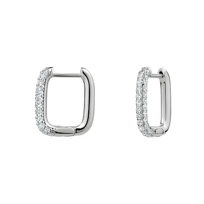 Women's earrings-rectangular silver.925 & cz. Color: white | Doucet Latendresse
