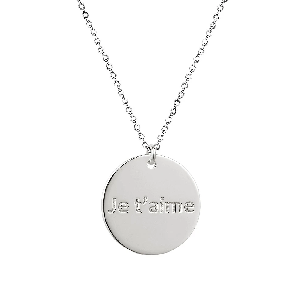 Collier-médaillon  femme gravé  