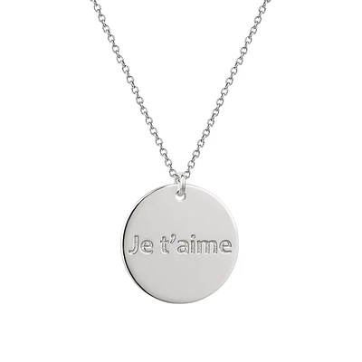 Collier-médaillon  femme gravé  